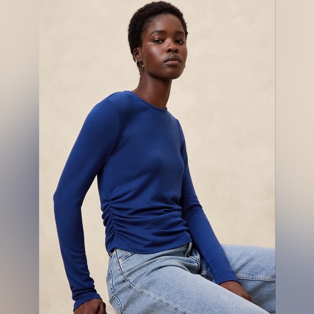 Banana Republic Soft Luxe Shirred-Waist Top